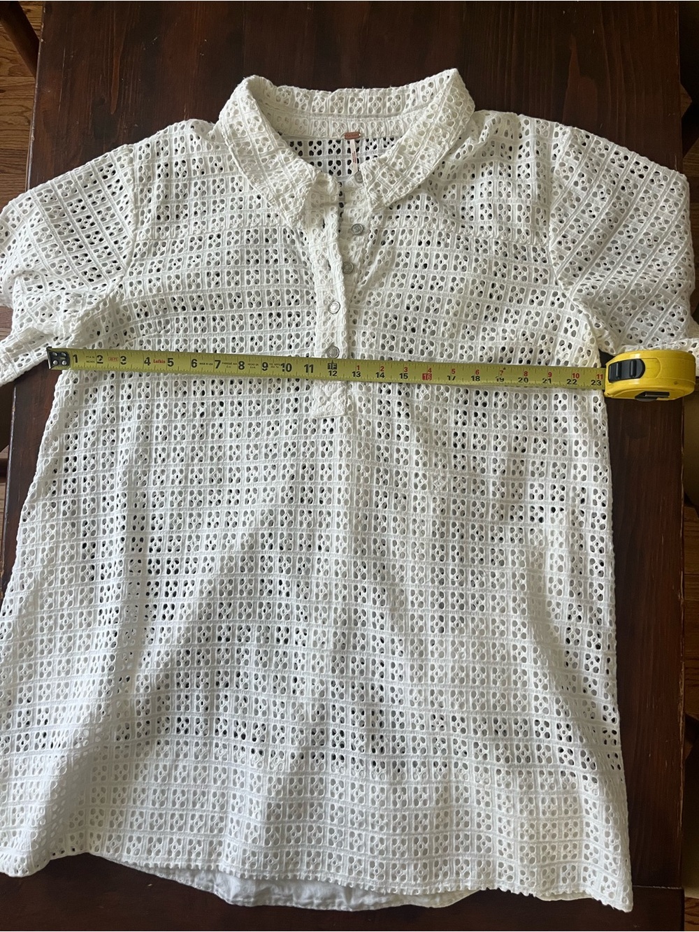 Free People Remino Eyelet Mini Shirt Dress Womens Sz. XL Beach Summer Boho - Picture 12 of 13